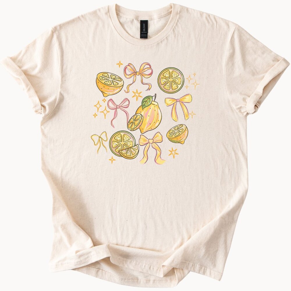 Lemon Bows Tee Cute Fruit Graphic TShirt